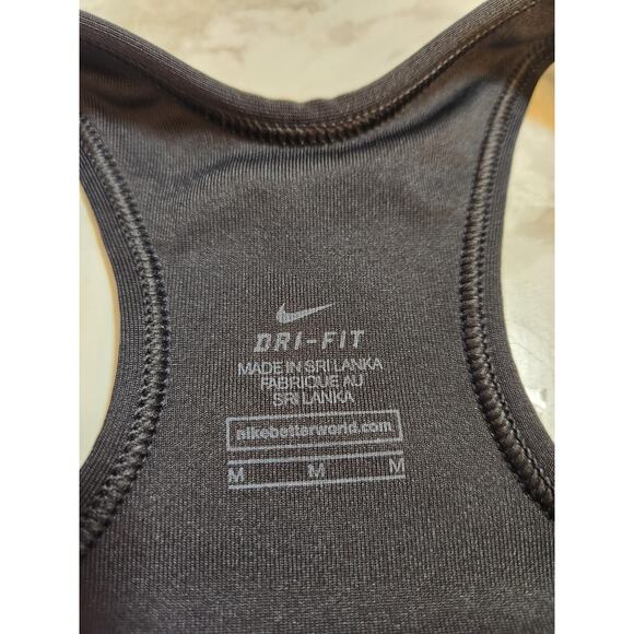 Nike Dri-Fit Women's Black Solid Stretch Scoop Neck Racerback Sport‎ Bra Size M - Picture 3 of 6
